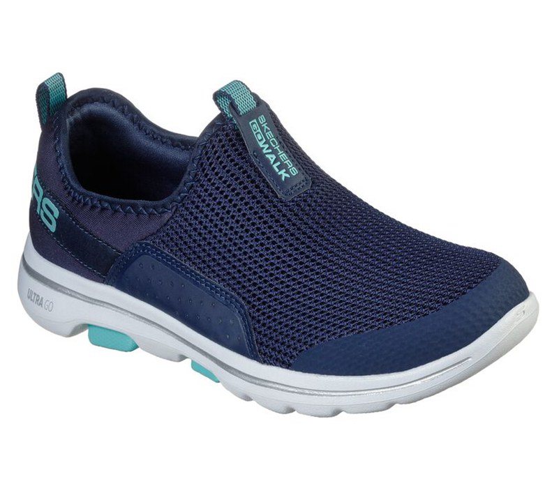 Skechers Gowalk 5 - Sovereign - Womens Slip On Shoes Navy/Light Turquoise [AU-AG5329]